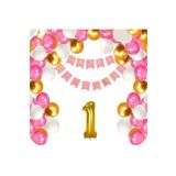 Pembe Gold Doğum Günü Balon Zincir Set, 1 5454756754