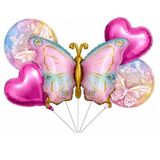Pembe Gold Kelebek Happy Birthday Folyo Balon Set | Doğum Günü Temalı, Folyo Balon, Pembe Renk, Kelebek Tasarım, Parti Süslemesi