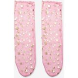 Pembe Gold Küçük Yıldız Detaylı Kız Çocuk Tül Çorap - 01P-Pembe - 2 - 4 Yaş
