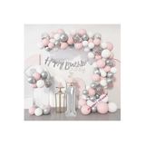 Pembe Gümüş Doğum Günü Balon Zincir Set, 1