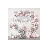 Pembe Gümüş Doğum Günü Balon Zincir Set, 2