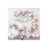 Pembe Gümüş Doğum Günü Balon Zincir Set, 4