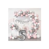 Pembe Gümüş Doğum Günü Balon Zincir Set, 5