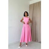 Pembe Halter Yaka Kloş Elbise