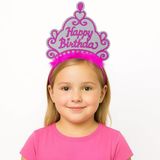 Pembe Happy Birthday Prenses Tacı – Doğum Günü Taç Aesuarı