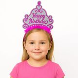 Pembe Happy Birthday Prenses Tacı – Doğum Günü Taç Aksesuarı (5067)