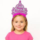 Pembe Happy Birthday Prenses Tacı – Doğum Günü Taç Aksesuarı Go53/04710