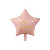 Pembe Happy Birthday Yıldız Folyo Balon 45 cm