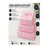 Pembe Hediye Kutusu 3 Lü 1 Paket K-1148 Boş Hediye Kutusu 3 Lü Sevgiliye Özel Kurdelalı Kutu Karton Kutu Hatıra Kutusu