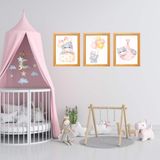 Pembe Hipopotam 3'lü Tablo Seti Çerçeve Görünümlü Pvc 1mm 20x25 cm (3lü set 60x75CM)