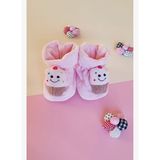 Pembe Kadife Cupcake Aksesuarlı Kız Bebek Ayakkabısı