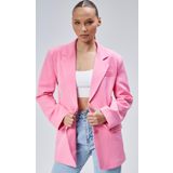 Pembe Kadın Düğmeli Oversize Blazer Ceket