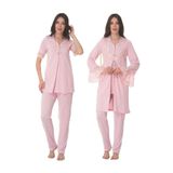Pembe Kadın Hamile Lohusa Sabahlıklı Kısa Kollu Pijama Takımı 9014, S, TYC00785120150-19804IGP27193404