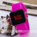 Pembe Kare Dijital Led Ekran Pembe Silikon Kordonlu Bayan Saat St-303620