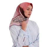 Pembe Karışık Geometrik Desen Pamuk Eşarp