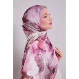 Pembe Karışık Yaprak Desen Hint İpeği Şal