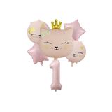 Pembe Kedi Folyo Balon Yaş Set 5 Li, 1
