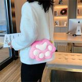 Pembe Kedi Patili Zincir Askılı Peluş Çanta - Karışık