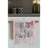 Pembe Kelebek Desenlili Fırın Mutfak Havlusu 30X50cm