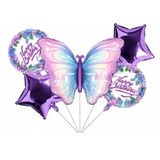 Pembe Kelebek Happy Birthday Folyo Balon Seti | Doğum Günü Temalı, Folyo Balon, Pembe Renk, Kelebek Tasarım, Parti Süslemesi