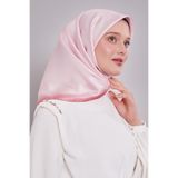 Pembe Kenar Bordürlü Twill İpek Eşarp
