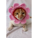 Pembe Kırmızı Bandana Tasma Yazlık Örgü Kedi Köpek Şapkası Evcil Hayvan Şapkası Pet Aksesuarları