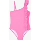 Pembe Kız Çocuk Bow Tie Fırfırlı Straplez Mayo - 3 - 4 Yaş