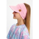 Pembe Kiz Uv Korumali Katlanabilir Ustu Acik Yumusak Siperli 100 Pamuklu Penye Tenis Vizor Sapka