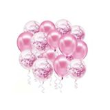 Pembe Konfetili Şeffaf Balon Ve Pembe Balon Seti 20 Adet
