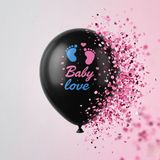 Pembe Konfetili Siyah Latex Cinsiyet Balonu Baby Love Baskılı