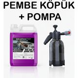 Pembe Köpük Oto Yıkama Şampuanı 5lt + 2lt Köpük Pompa