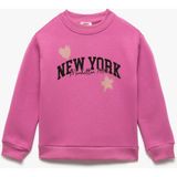 Pembe Koton Uzun Kollu Bisiklet Yaka Sweatshirt Kız Çocuklar İçin Orta Kalınlıkta Rahat Fit - 13 - 14 Yaş