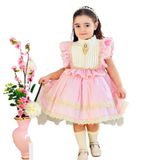 Pembe Krem Vintage Kız Bebek Elbisesi,Doğum günü,fotoğraf çekim elbise,0-12 Yaş Uygun