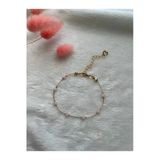 Pembe Kristal Minimal Altın Kaplama Tasarım Bileklik