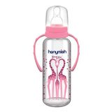 Pembe Kulplu Cam Biberon 240 Ml, Sağlıklı ve Şık Tasarım - Ahşap - Bej