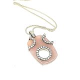 Pembe kuvars aşk taşı gümüş kolye