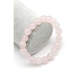 Pembe Kuvars Doğal Taş Bileklik 10 Mm Fasetli Küre Kesim - Blk-2166