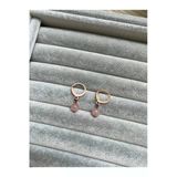 Pembe Kuvars Doğal Taş Rose Bakır Küpe (Pirinç)