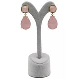 Pembe Kuvars Doğal Taş Sallantılı Küpe - Kp-0270