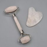 Pembe Kuvars Gua Sha Ve Yüz Masaj Roller Seti Doğal Taş Cilt Bakım Masaj Seti