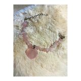 Pembe Kuvars Kalp Uçlu Kırıktaş Doğal Taş Bileklik Tky0295