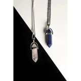 Pembe Kuvars-Lapis Lazuli Doğal Taş Çivi Çift Sevgili Kolyeleri Tky0230