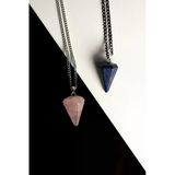 Pembe Kuvars-Lapis Lazuli Doğal Taş Pandül Çift Sevgili Kolyeleri Tky0227