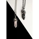Pembe Kuvars-Obsidyen Doğal Taş Çivi Çift Sevgili Kolyeleri Tky0243