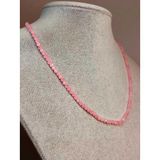 Pembe Kuvars Taşı 3mm 1000 Ayar Gümüş İpli Kolye (Sabit Klipsli) (41245)
