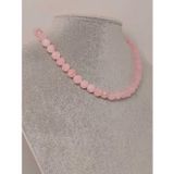Pembe Kuvars Taşı Faset Kesim Kolye 8mm (Sabit Klipsli) (42560)