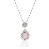 Pembe Kuvars Taşlı Elips Model Oksitli Telkari Gümüş Kolye 201021960