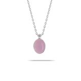 Pembe Kuvars Taşlı Rodyumlu Gümüş Kolye 7314