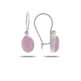 Pembe Kuvars Taşlı Rodyumlu Gümüş Küpe 5535