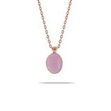 Pembe Kuvars Taşlı Rose Gümüş Kolye 7306